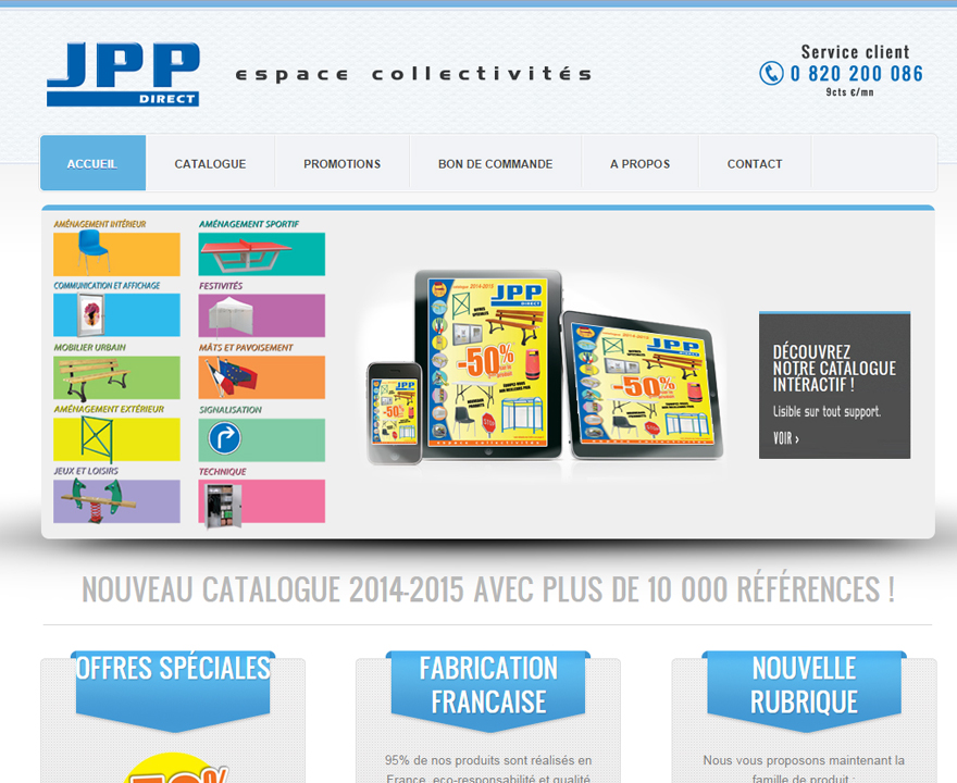 Page d'accueil du site JPP Direct