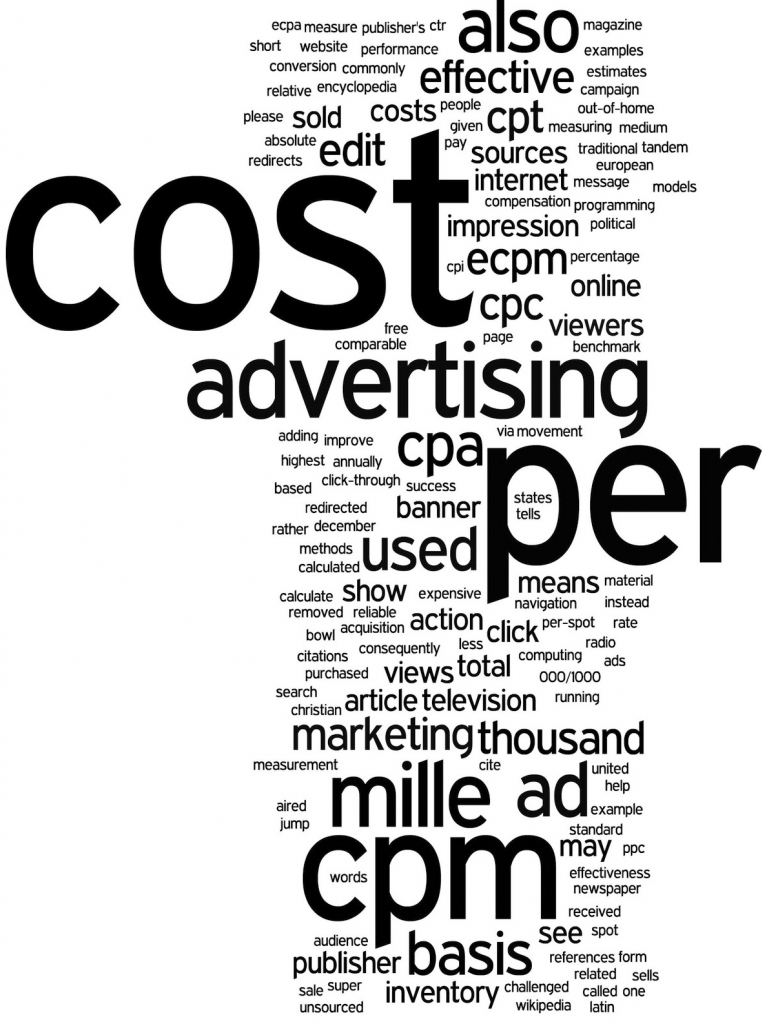 Mots-clés : cost, advertising, cpm, maketing, etc.